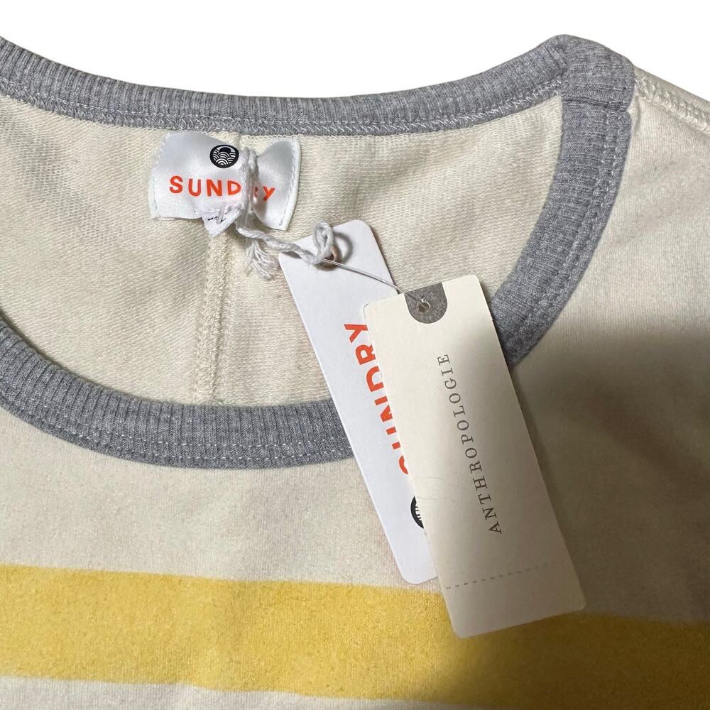 Anthropologie Sundry Crop Lounge Tank Top Cream Blue Yellow NEW - Picture 4 of 5